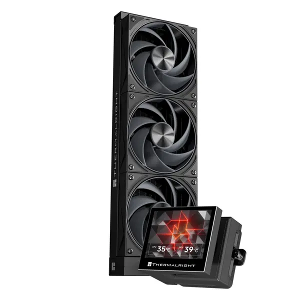 Thermalright Stream Vision 360 Black 360mm AIO CPU Liquid Cooler, 3.5’’ Square LCD Display for Images, Magnetic Suction High-Performance Pump for 640x480 Resolution with Embedded Fan