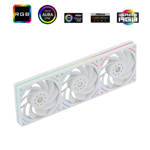 Thermalright TL-UB36RW 360mm Single-Frame PC Cooling Reverse Case Fans - PWM 2150 RPM Speed, ARGB Lighting, High Airflow, Single Modular Cable, for Chassis ＆ Liquid Cooler (White)