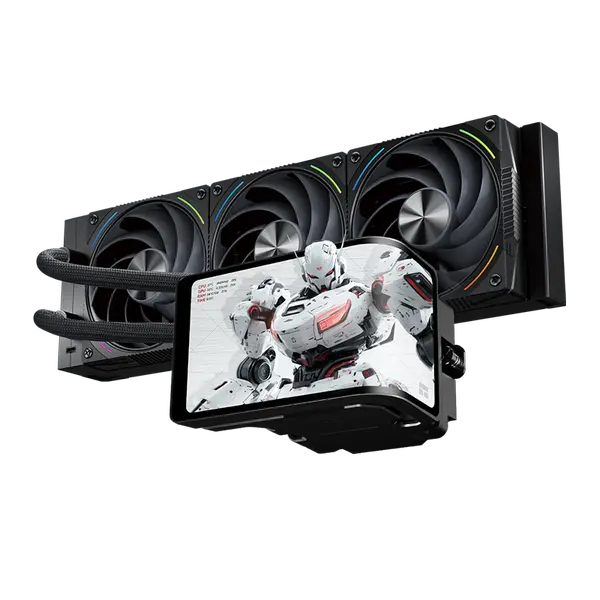 Thermalright Wonder Vision 360 Turbo ARGB Black CPU Liquid Cooler, 6.67" 3D Curved Screen with 2400x1080 Resolutions, Magnetic Panel Screen, 360MM AIO