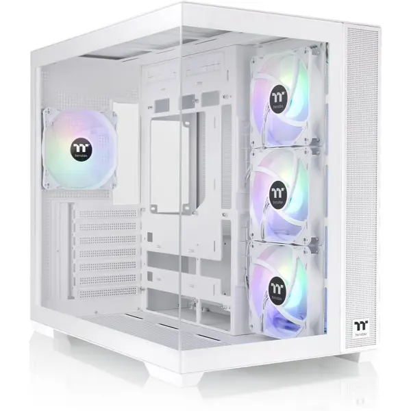 Thermaltake View 380 TG ARGB Snow ATX Case - 4x120mm ARGB Fans Included, Supports Hidden-Connector Motherboard, Front & Side Dual Tempered Glass Panel, White