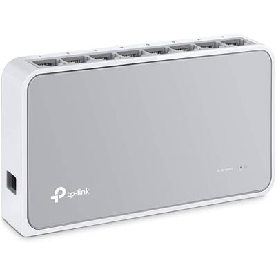 TP-Link TL-SF1008D 8 Port 10/100Mbps Fast Ethernet Switch, Desktop Ethernet Splitter, Ethernet Hub, Plug and Play, Fanless Quiet, Desktop Design, Green Technology, Unmanaged, White