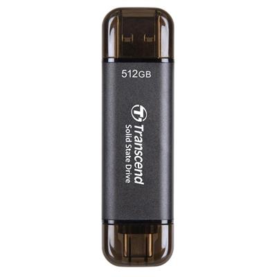 Transcend ESD310 512GB External SSD, USB 3.2 Gen2, Up to 1050 MB/s, Type A and C, Portable SSD with 2-in-1 Type C and Type A, for iPhone, iPad, Android, Car Audio System, Sentry Mode