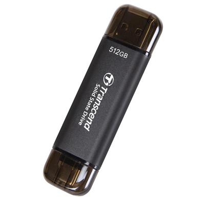 Transcend ESD310 512GB External SSD, USB 3.2 Gen2, Up to 1050 MB/s, Type A and C, Portable SSD with 2-in-1 Type C and Type A, for iPhone, iPad, Android, Car Audio System, Sentry Mode