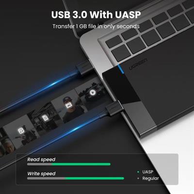 Ugreen 2.5" Hard Drive Enclosure USB 3.0 to SATA III Adapter Supports 2.5 Inch SSD & HDD 9.5mm 7mm External Hard Drive Enclosure with UASP Compatible with WD Seagate Toshiba Samsung Hitachi - Black