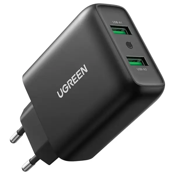 Ugreen 36W 2-Port USB Charger, QC 3.0 Fast Charging Up to 3A, 100-240V Input