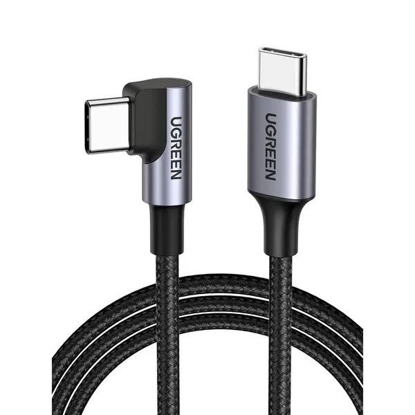 Ugreen 60W USB-C to USB-C Cable Right Angle, PD Charging Cord USB2.0 480Mbps 90 Degree L Shape Type-C Cord (3M)