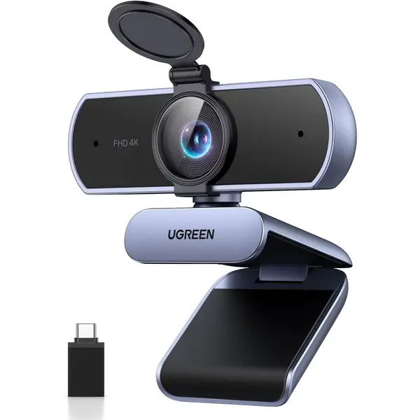 Ugreen 4K Webcam for PC Ultra HD Web Camera with Microphone, Privacy Cover, 70° Fov, PDAF Autofocus, USB A & USB C Adapter, Plug & Play, for Streaming, Conference, Zoom, Switch 2