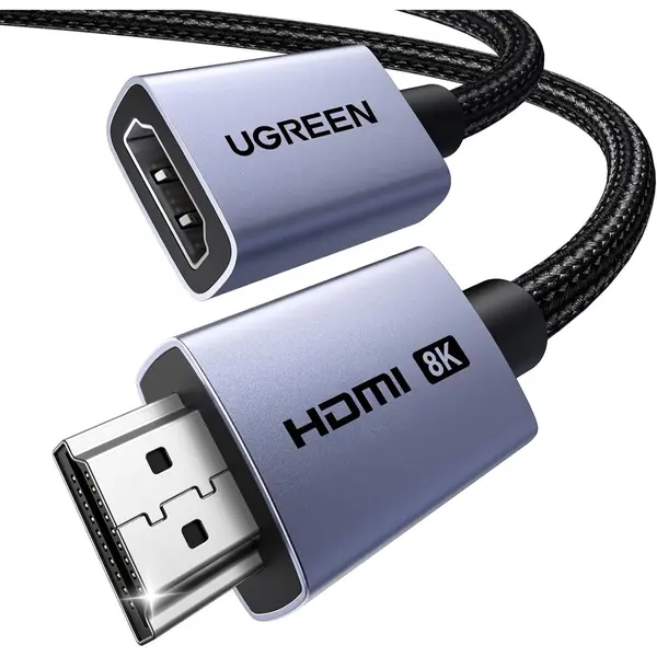 Ugreen 8K@60Hz HDMI 2.1 Extension Cable Male to Female Adapter 4K@240Hz Ultra High Speed 48Gbps, HDR, Dolby Vision VRR & eARC (2M)