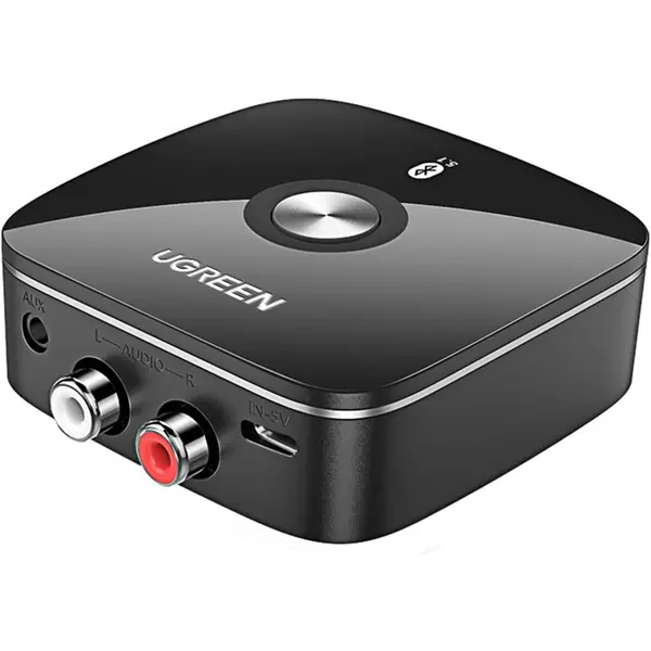 Ugreen Bluetooth 5.1 Audio Receiver for HiFi With 3.5mm Aux and 2 RCA Ports Bluetooth Audio Receiver for AptX HD, Noise Cancelling, Dual Pairing, Long-Range Stereo Adapter for Smartphone, PC