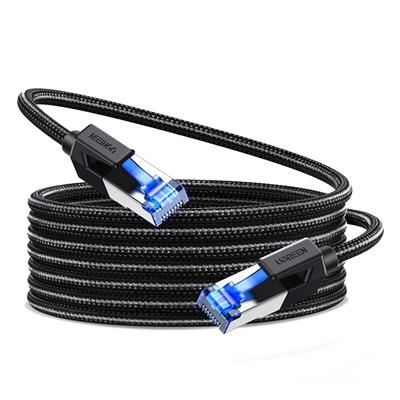 Ugreen Cat 8 Ethernet Cable, High Speed Braided 40Gbps 2000Mhz Network Cord Cat8 RJ45 Shielded Indoor Heavy Duty LAN Cables Compatible for Gaming PC PS5 PS4 PS3 Xbox Modem Router (10M)
