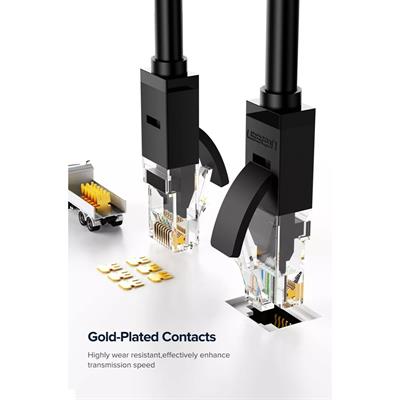 Ugreen Cat 6 U/UTP Ethernet Lan Cable with Gold-Plated Conductor, 8-Core Twisted-Pair & Data Transmission Upto 1000MBPS - Black (3M)