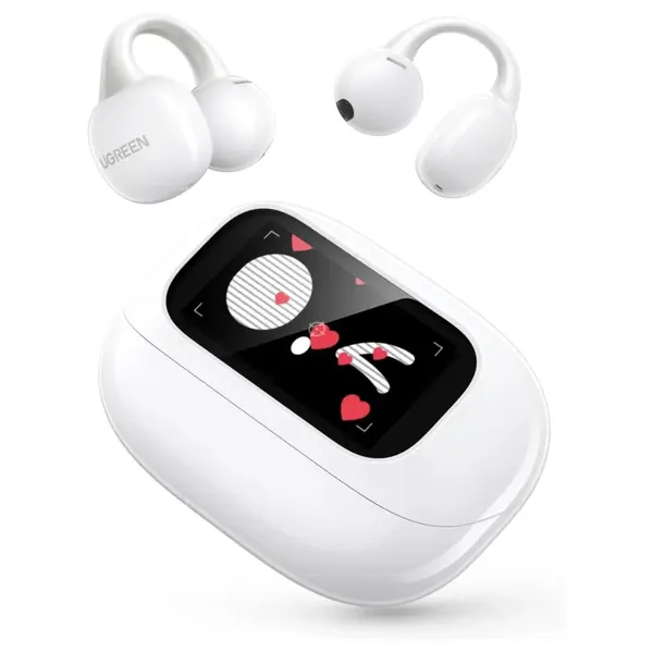 Ugreen ClipBuds Magic Open-Ear Wireless Earbuds, Smart Touchscreen With Custom Wallpaper, Bluetooth 5.4, 30H Playtime, 12mm Bio-Diaphragm Stereo Sound, IPX5 Waterproof