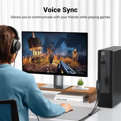Ugreen External Sound Card Jack USB Adapter for Computer, PS5, PS4, Audio Stereo Adapter External Sound Card, Black