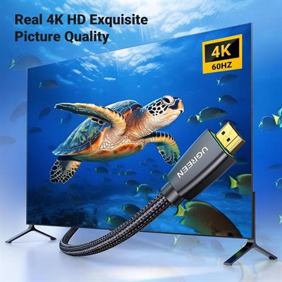 Ugreen HDMI Cable 4K Braided High Speed HDMI Cord 18Gbps with Ethernet Support 4K 60HZ Compatible with UHD TV Monitor Computer Xbox 360 PS5 PS4 Blu-ray and More, 1M