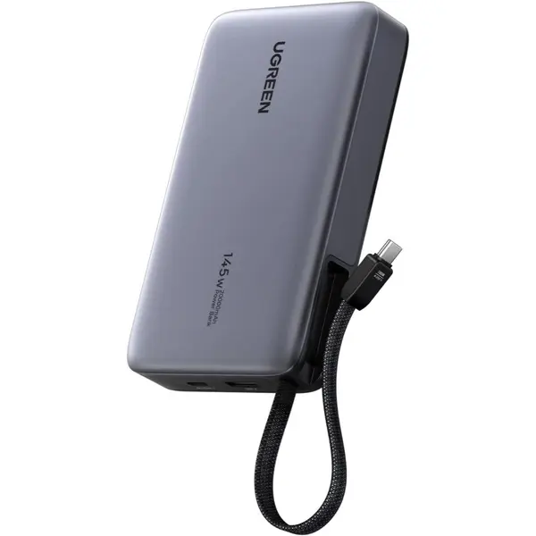 Ugreen Nexode 20000mAh 145W Built-in USB-C Power Bank - Built-in USB-C Cable, 72Wh. Fast Charges for MacBook, iPad, Samsung S25, Dell, HP