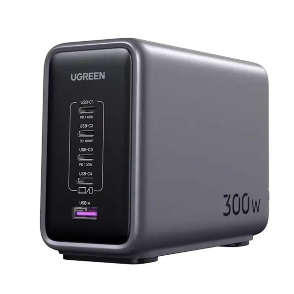 Ugreen Nexode 300W 5-Port PD GaN Fast Charger, EU, Black