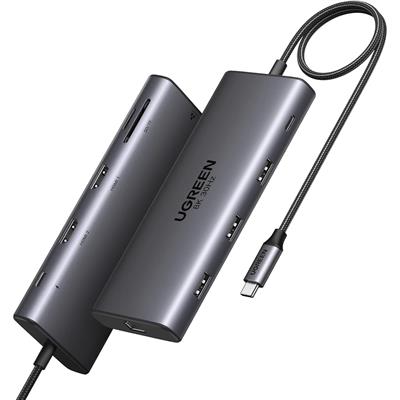 Ugreen Revodok Pro 210 Docking Station 10-in-1 USB-C Dock Dual HDMI 4K@60Hz Single 8K@30Hz 100W PD 5Gbps USB C and USB A Data Ports Gigabit Ethernet, SD/TF Card Reader USB Hub Compatible for HP, Dell