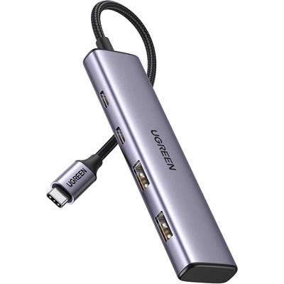 Ugreen USB-C Hub, 4 Port USB C Splitter 5Gbps with 2 USB C and 2 USB A Data Port, Aluminium Type C to Multiple USB Adapter for Thunderbolt MacBook M1/M2, iPhone 15 Pro Series, iPad Pro, XPS and More