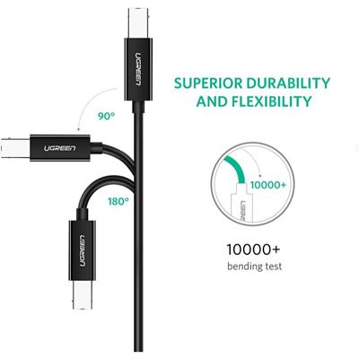 Ugreen USB-C Printer Cable 2M USB Type C to USB 2.0 Type B Printer Scanner Cable Cord High Speed Compatible for Brother HP Canon Lexmark Epson Dell Xerox Samsung etc and Piano DAC Black