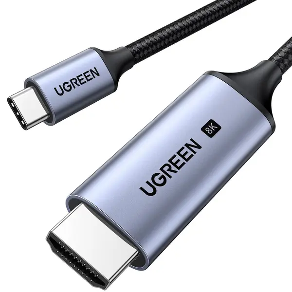 Ugreen USB-C to HDMI 2.1 Cable 8K@60Hz 4K@240Hz for Home Office, Unidirectional, 48Gbps, HDR, HDCP2.3 (1M)