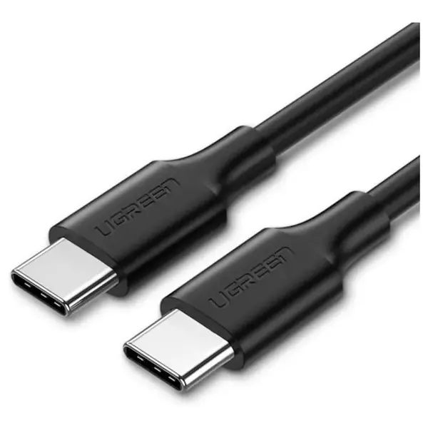 Ugreen USB-C to USB-C Cable, 480Mbps Data Transfer Rate, Up to 60W PD Fast Charge, Soft PVC Cable Material, 1m Cable Length, Wide Compatibility, Black