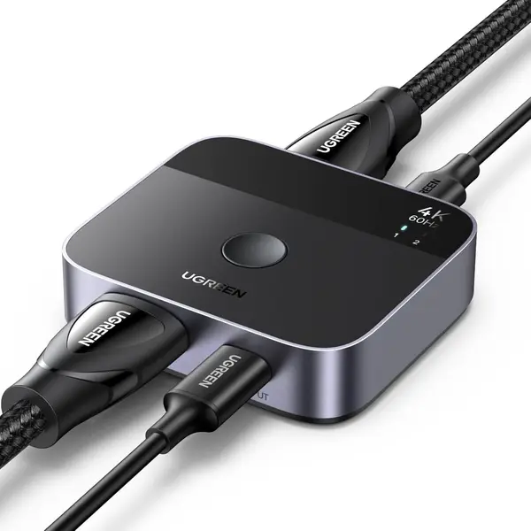 Ugreen USB-C+HDMI Switch 2 in 1 Out 4K@60Hz, Aluminum HDMI+USB C Switcher 2 Computers Supports 3D HDR HDCP2.2 Compatible with Laptops, Tablets, MacBook Air/Pro, Smartphones, Steam Deck, PS5/4, Xbox