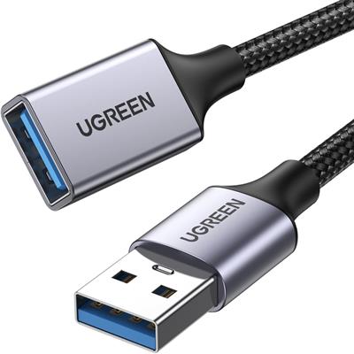 Ugreen USB Extension Cable, USB 3.0 Extender Male to Female 5Gbps High Speed Transfer, Extension Lead Compatible with Keyboard, Mouse, U Disk, Printer, Scanner, Gaming Controller, Charging Cable (2M)