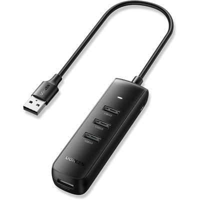 Ugreen USB Hub, 4 Port Powered USB Adapter USB 3.0 Splitter for PC Laptop iMac Surface Pro XPS PS4 PS5 Xbox One, Flash Drive, Mobile HDD and More (0.25m)