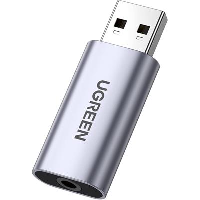 Ugreen USB to Audio Jack USB External Sound Card 3.5mm Audio Adapter 2 in 1 USB A to Aux TRRS Headphone Adapter Microphone Stereo Jack Aluminum Compatible with PS5 PC Windows Mac Linux Laptop Desktop