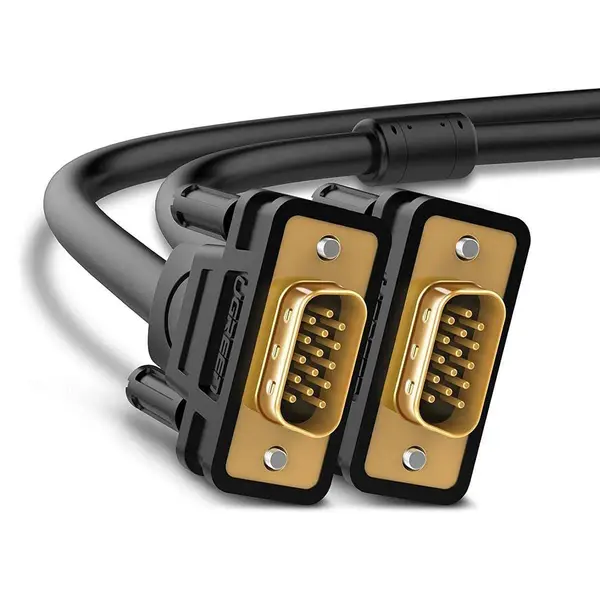 Ugreen VGA Male to Male Cable - Quality Video Transmission, Black VGA Monitor Cable for PC, Projector, HDTV, and More, Durable VGA Cable for Crisp and Reliable Display Connectivity (1.5M)
