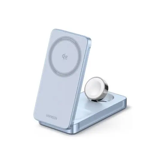 Ugren 25W Qi2 MagFlow 3-in-1 Magnetic Wireless Charger, 25W Qi2 Fast Charging, Foldable Stand, USB-C Input
