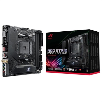 Asus Rog Strix B550-I Gaming AMD AM4 (3rd Gen Ryzen) Mini-ITX SFF Gaming Motherboard (PCIe 4.0, WiFi 6, 2.5Gb LAN, DDR4 5100+ (O.C.), front USB 3.2 Gen 2 Type-C, Addressable Gen 2 RGB and AURA Sync)