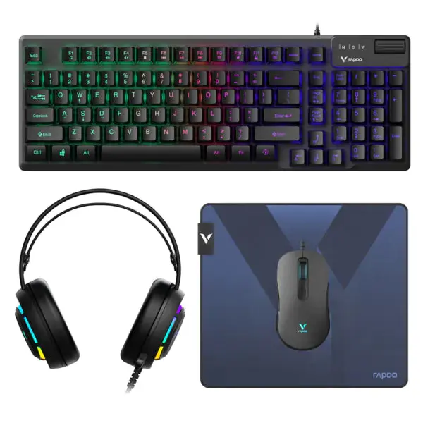 Rapoo V125S 4 in 1 Gaming Combo (V16 RGB + VH360 USB Headset + V50S Gaming keyboard + V10P Mouse Pad 45x40 cm)