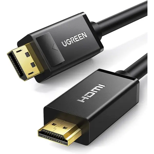 Ugreen 4K Uni-Directional UHD DP to HDMI Cable, Supports 4K@30Hz / 2K@60Hz /1080P@120Hz, Audio Video Sync, Support 4K 3D Vision, Stable Single Transfer, 2.25Gbps Bandwidth, 5m Length, Black