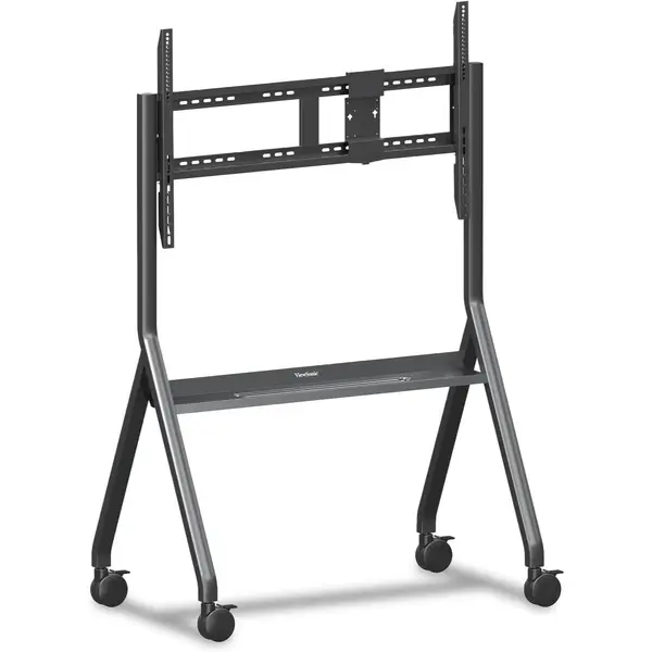 ViewSonic VB-STND-009 Slim Mobile TV Cart for 55 to 86 inch Screens up to 265 lbs, VESA Pattern Compatible for 400x200 to 900x600mm, Storage Tray, and Lockable Wheels