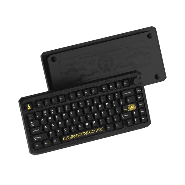 Womier ERA75 75% Wireless Mechanical Keyboard with VIA/QMK - Knob Full Aluminum Custom Keyboard, Pre-lubed POM Switches RGB Creamy Gaming Keyboard, 3-Mode Gasket Hot Swappable (Black Gold)