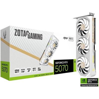 Zotac Gaming GeForce RTX 5070 AMP White Edition DLSS 4 12GB GDDR7 192-bit 28 Gbps PCIe 5.0 Gaming Graphics Card, IceStorm 2.0 Cooling, Spectra RGB Lighting