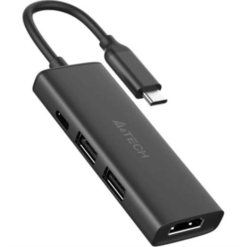 A4Tech DST-40C 4-in-1 USB-C Docking Station - Ash Grey (HDMI + USB 2.0 + USB 3.0 + USB-C PD 100W)