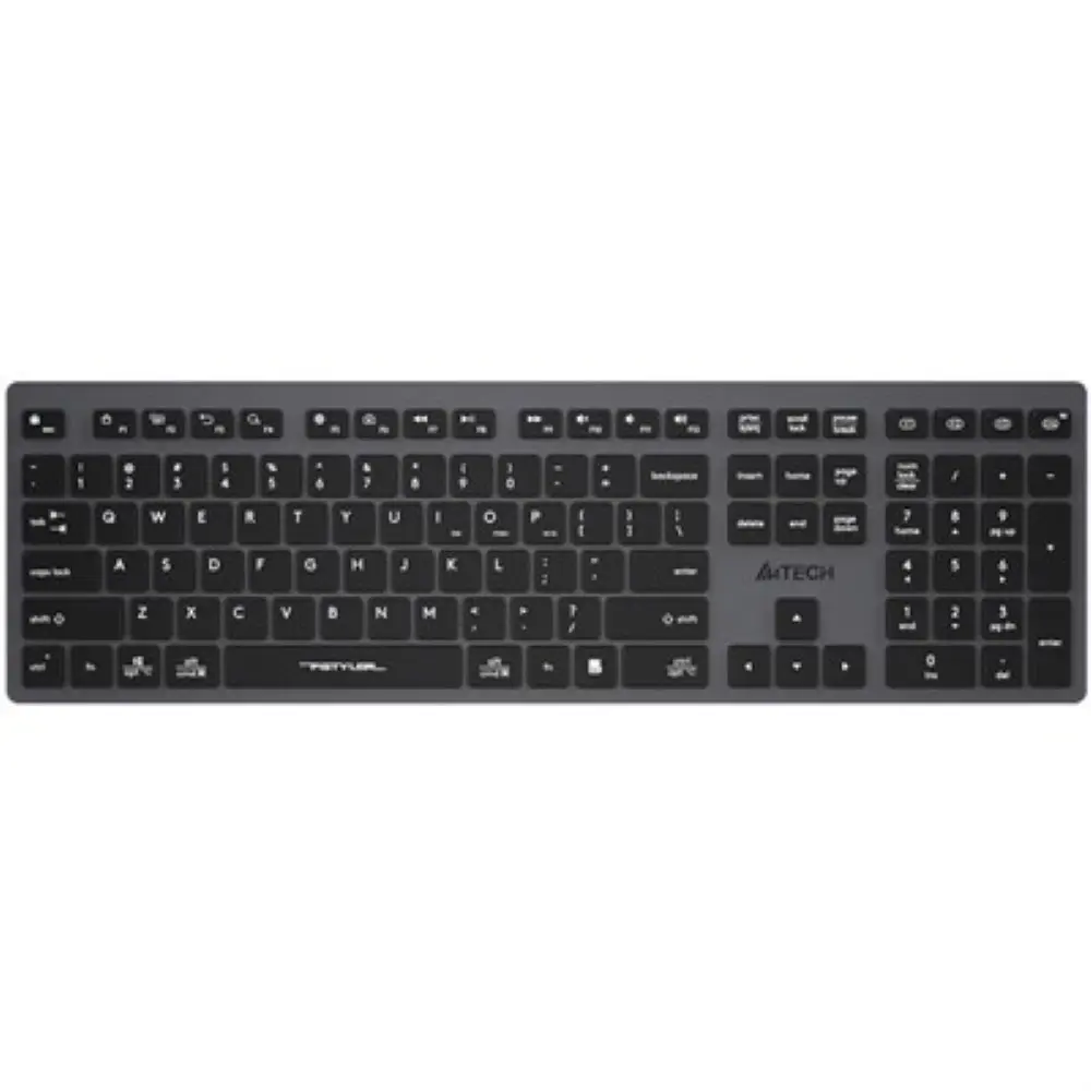 A4Tech Fstyler FBX50C Bluetooth & 2.4G Wireless Full-Size Scissor Switch Keyboard - Black, US Layout