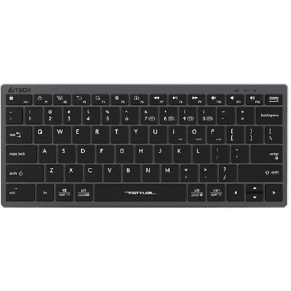 A4Tech Fstyler FBX51C Bluetooth & 2.4G Wireless Scissor Switch Compact Keyboard - Grey, Type-C Charging, US Layout