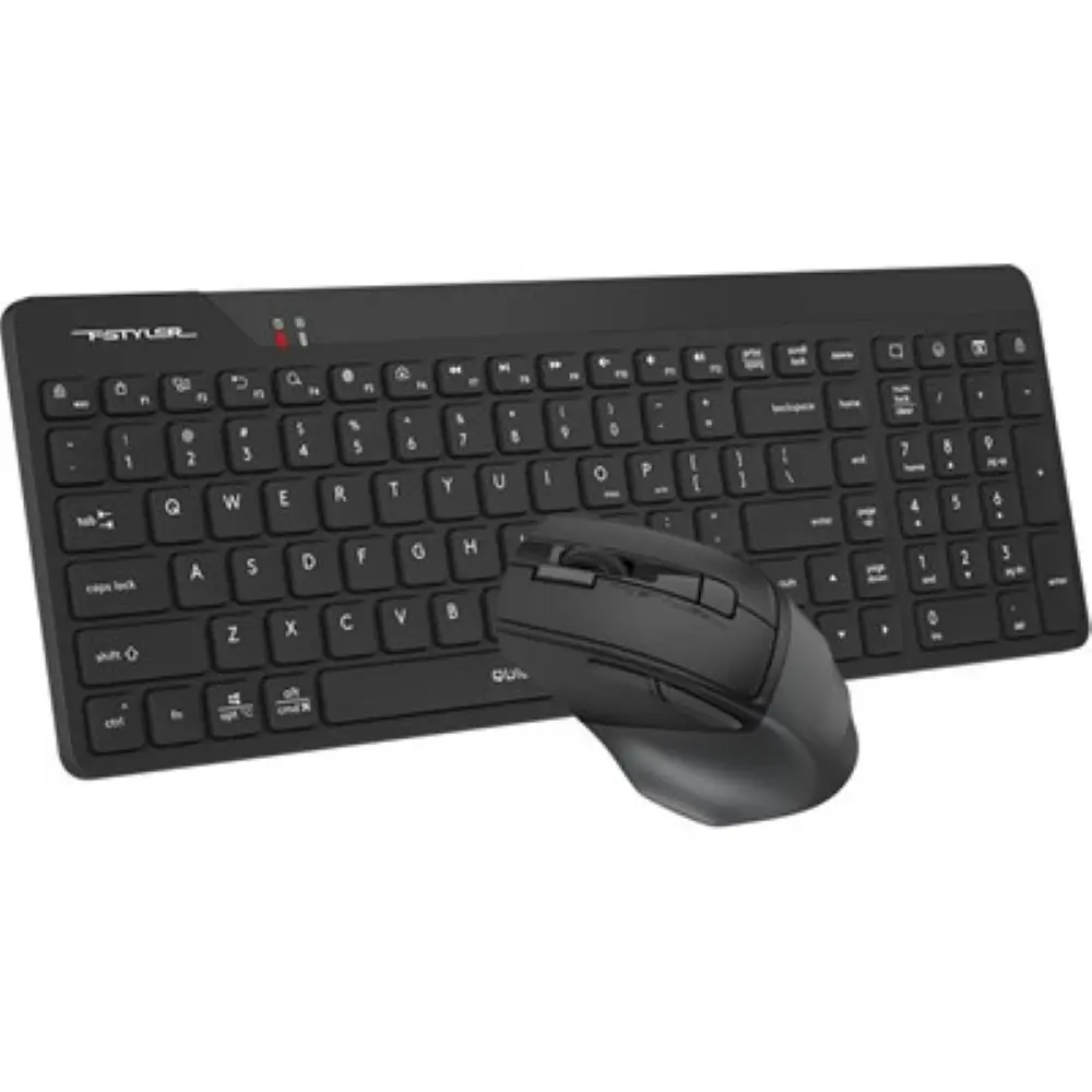 A4Tech Fstyler FG2400 Air2 2.4G Wireless Power-Saving QuietKey Keyboard & Mouse Combo - Black, US Layout