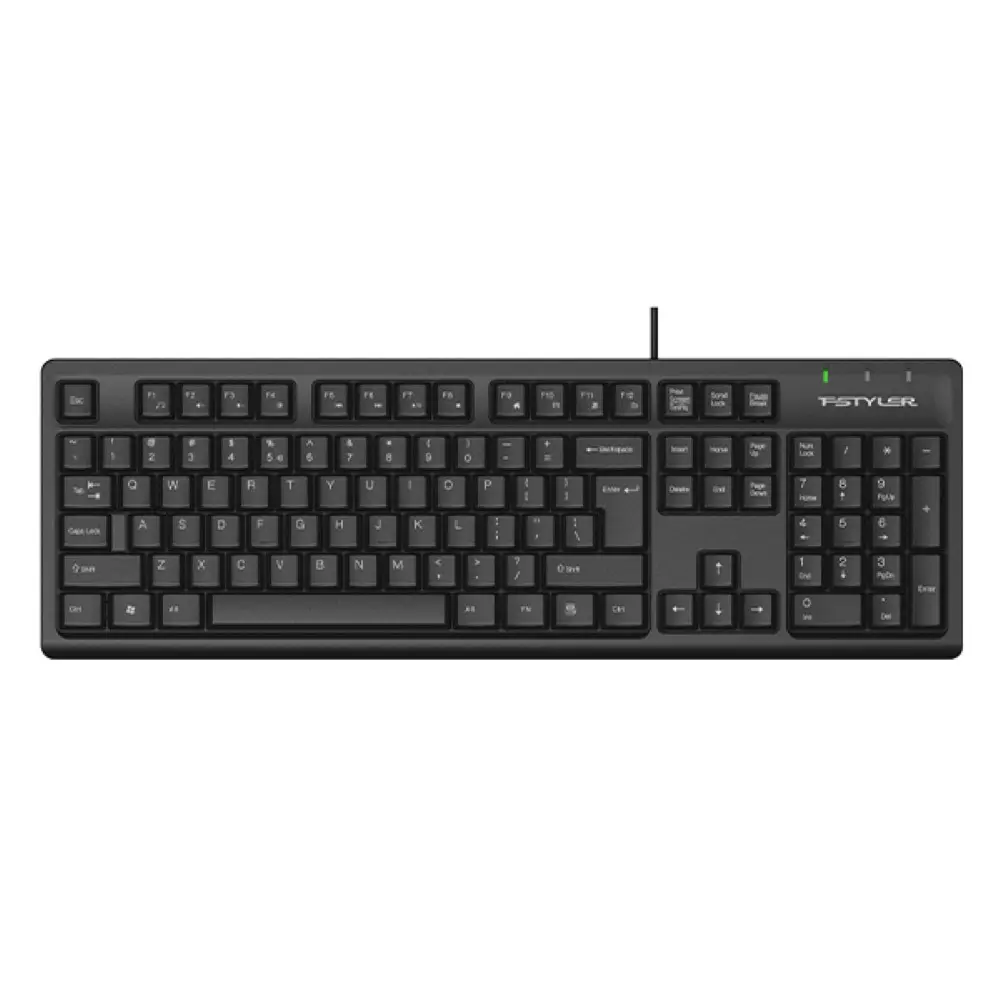 A4Tech Fstyler FK12 FN Multimedia Wired USB Keyboard - Black, US Layout