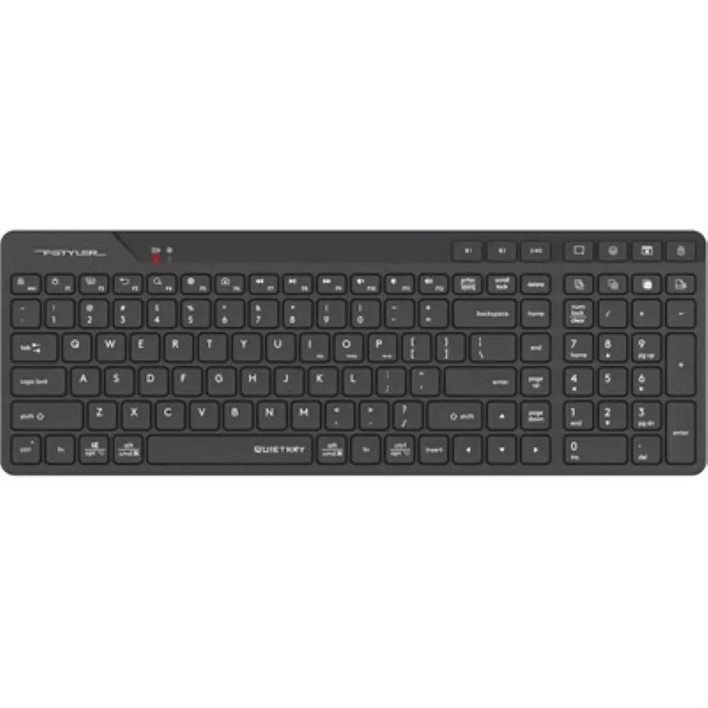 A4Tech Fstyler FBK27C AS Bluetooth & 2.4G Wireless Rechargeable 2-Zone Compact Keyboard - Black, US Layout