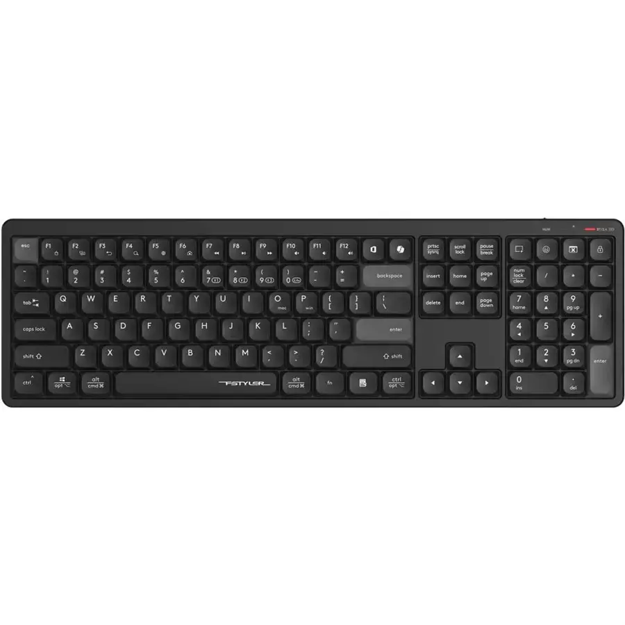 A4Tech Fstyler FBX55C Bluetooth & 2.4GHz Wireless Scissor Switch Keyboard - Black, US Layout