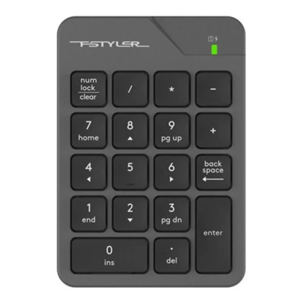 A4Tech Fstyler FGK21C 2.4G Wireless Rechargeable Numeric Keypad - Grey, USB + Type-C Adapter