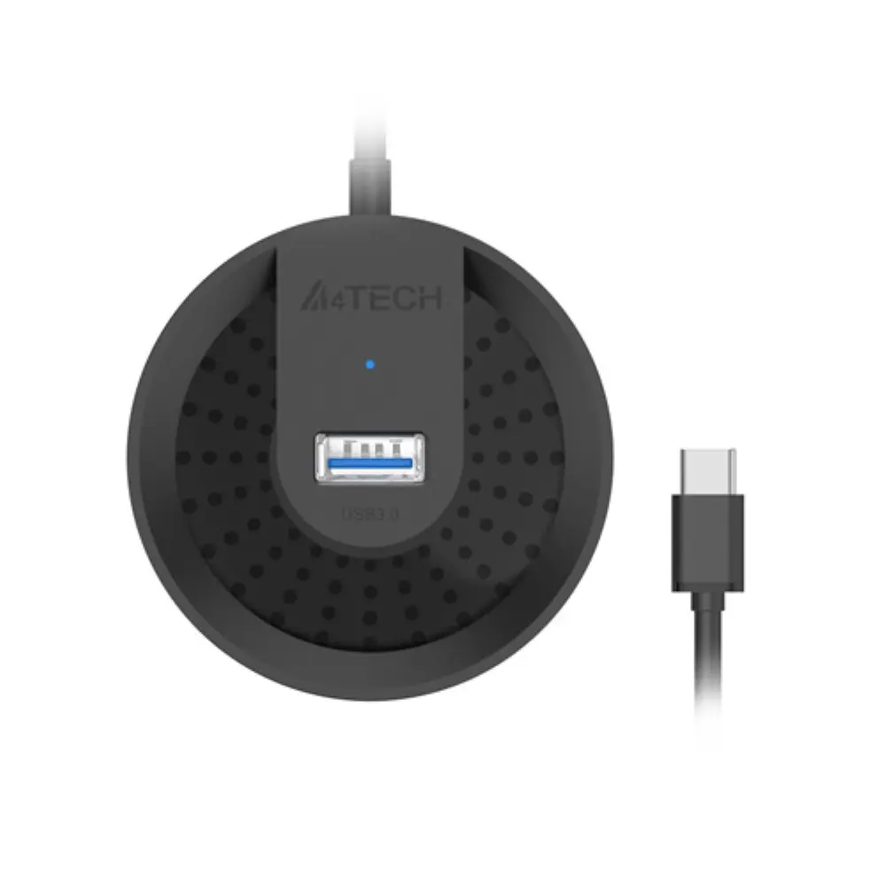 A4Tech HUB-30C USB 3.0 4-Port Hub with Type-C Plug and 50cm Cable - Black