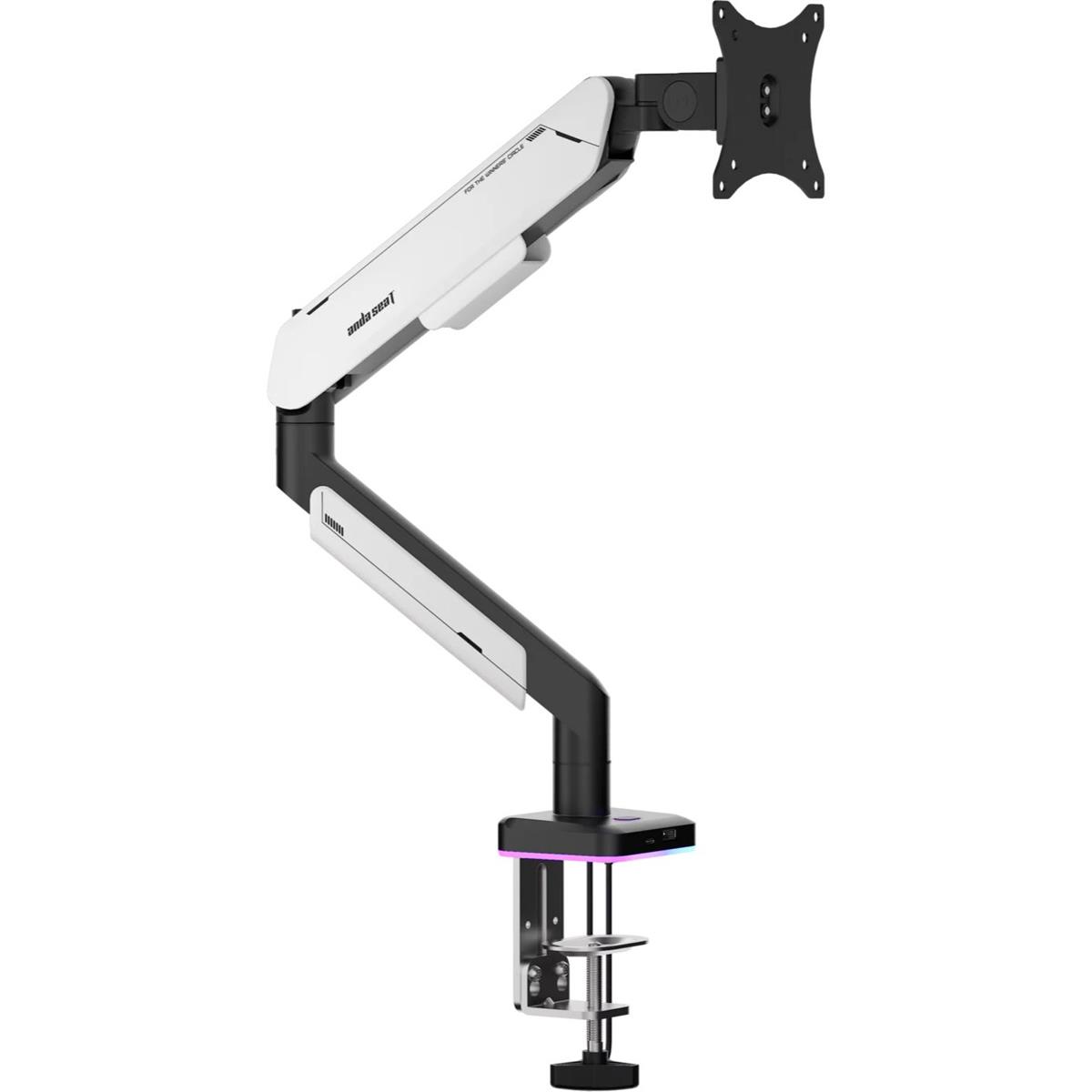 AndaSeat Stealth Pro II RGB Ergonomic Single Monitor Arm - White
