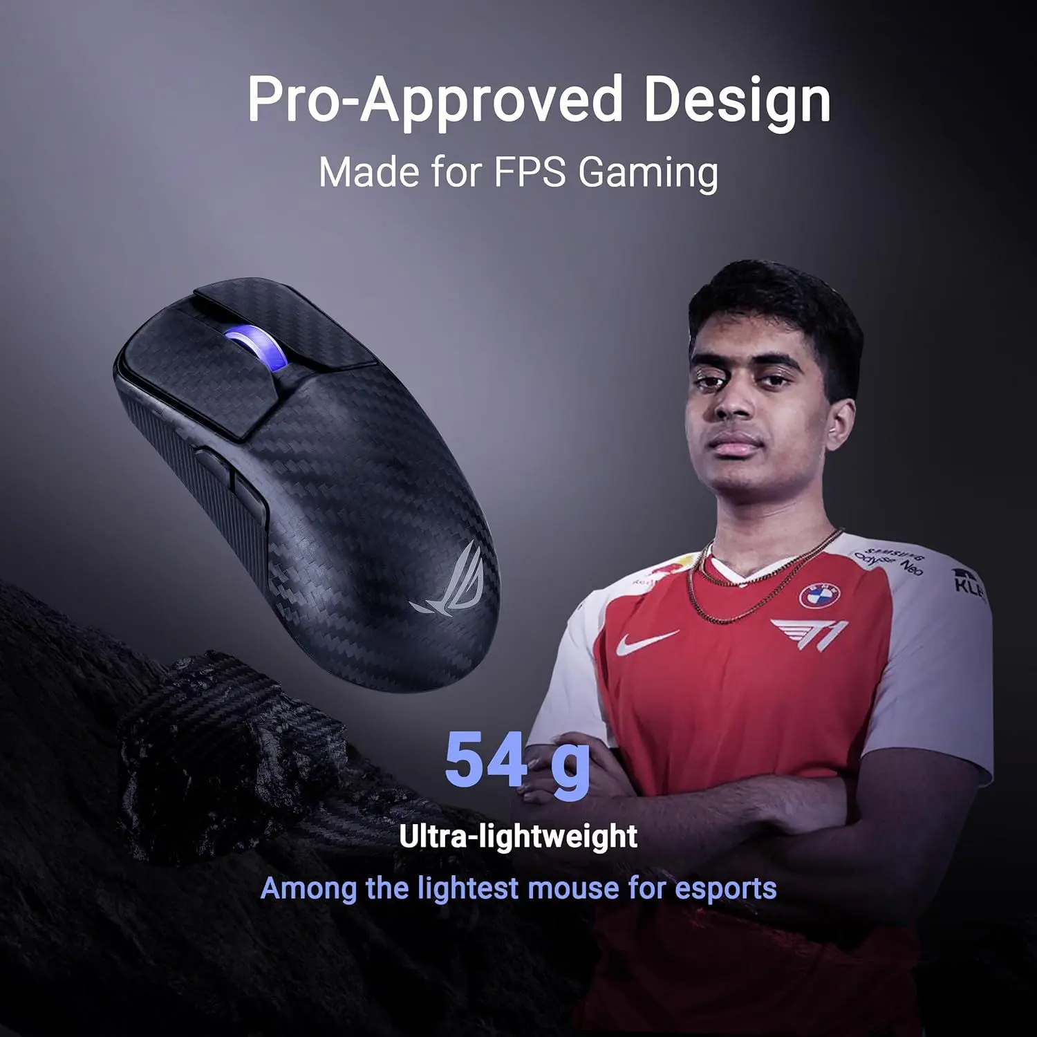 Asus Rog Harpe Ace Extreme Wireless Gaming Mouse, Carbon Fiber Build, 47g Lightweight, AimPoint Pro 42K Optical Sensor, Optical Micro Switches, ROG Polling Rate Booster, Esports & FPS Gaming, Black