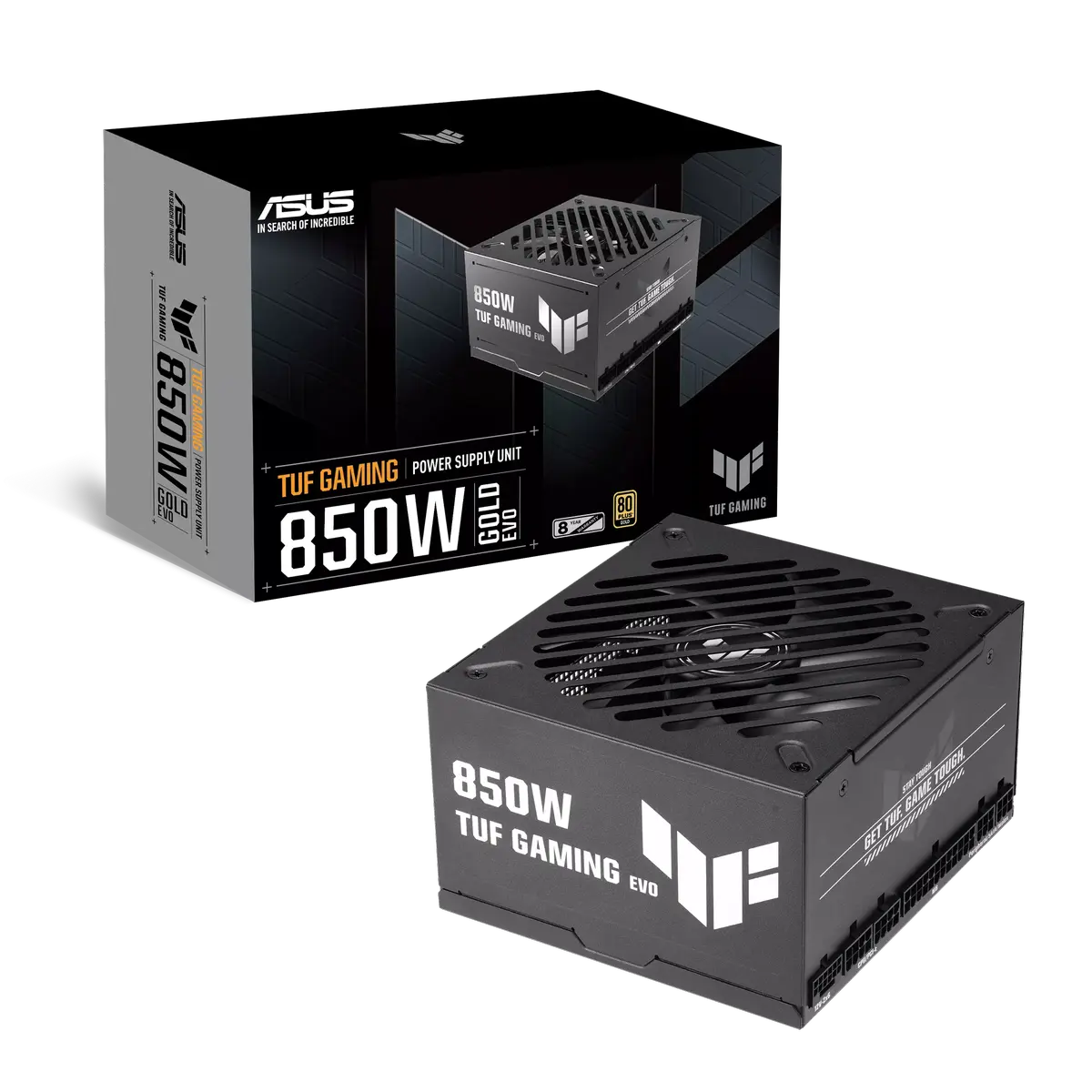 Asus Tuf Gaming 850W Gold EVO 850 Watt, ATX 3.1 Compatible, Fully Modular Power Supply, 80+ Gold, Military-Grade Components, Dual Ball Bearing, PCB Coating