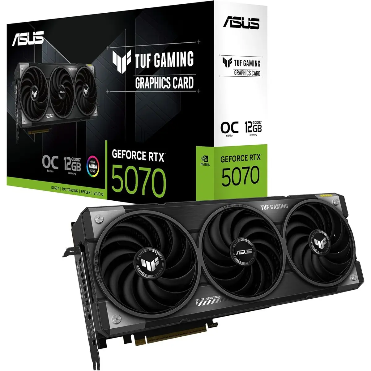 Asus Tuf Gaming GeForce RTX 5070 12GB GDDR7 OC Edition Gaming Graphics Card (PCIe 5.0, HDMI/DP 2.1, 3.125-slot, Military-Grade Components, Protective PCB Coating, Axial-Tech Fans)